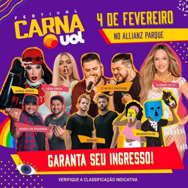 Claudia Leitte, Zé Neto & Cristiano, Luísa Sonsa, Gloria Groove, Barões da Pisadinha, Dubdogz e Baiana System - Carna UOL