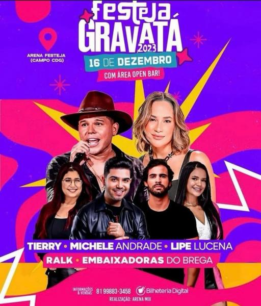 Tierry, Michele Andrade, Lipe Lucena, Ralk e Embaixadoras do Brega - Festeja Gravatá 2023