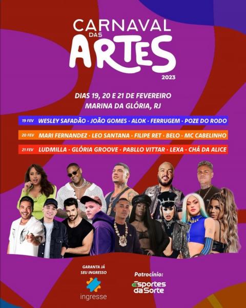 Ludmilla, Glória Groove, Pabllo Vitar, Lexa e Chá da Alice - Carnaval das Artes 2023