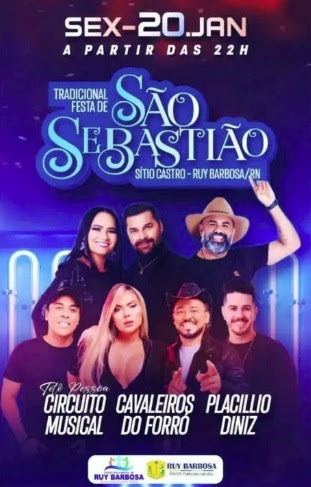 Tetê Pessoa & Circuito Musical, Cavaleiros do Forró e Placillio Diniz - Festa de São Sebastião