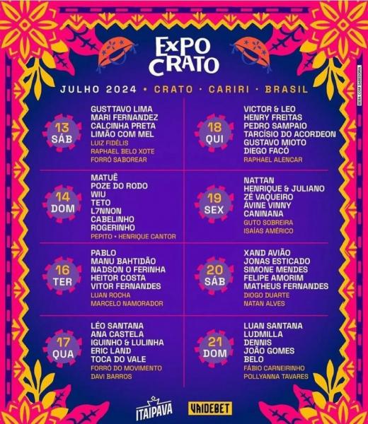 Luan Santana, Ludmilla, Dennis, João Gomes e Belo - Expo Crato 2024