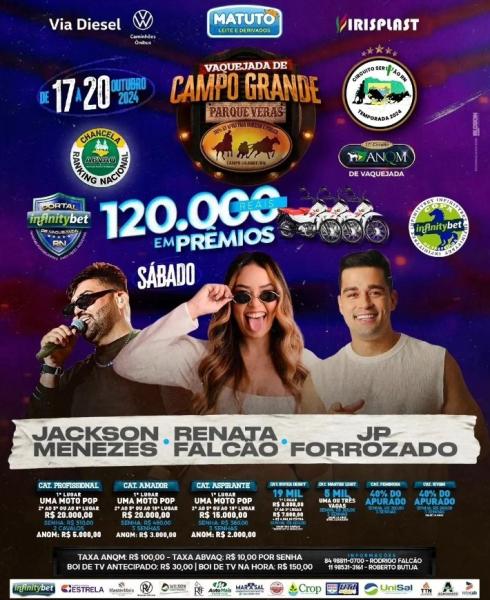 Renata Falcão, Jacskon Menezes e JP Forrozeiro - Vaquejada de Campo Grande