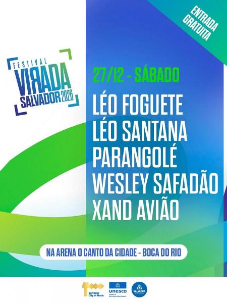 Léo Foguete, Léo Santana, Parangolé, Wesley Safadão e Xand Avião - Festival Virada Salvador 2026