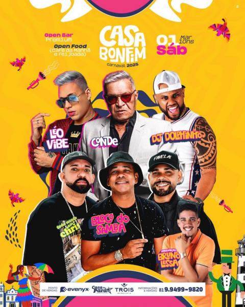 Léo Vibe, Conde, Dj Dolphinho, Bloco so Samba e Bruno Lessa