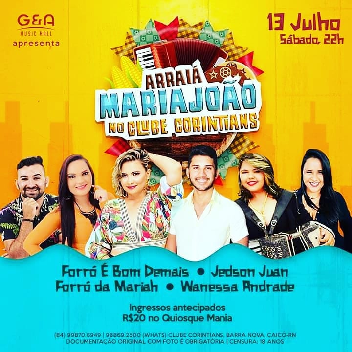Forró É Bom Demais, Jedson Juan, Forró da Mariah e Wanessa Andrade - Arraiá Maria João