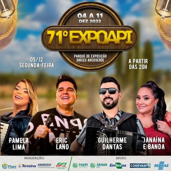 Eric Land, Pamela Lima, Guilherme Dantas e Janaína & Banda - 71º Expoapi