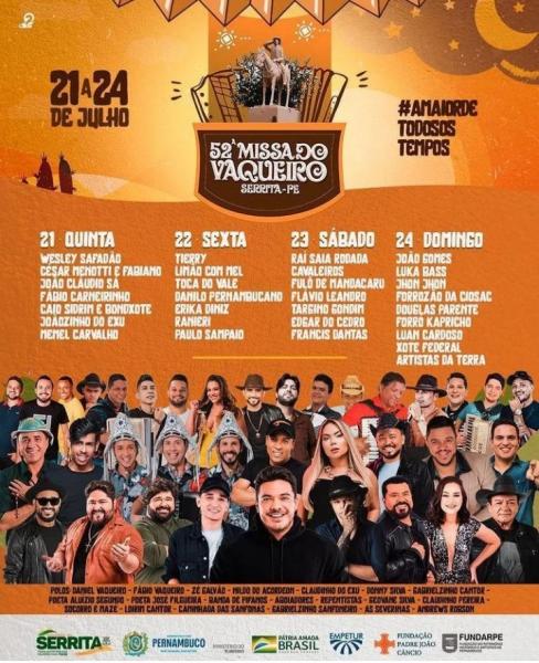 Wesley Safadão, César Menotti & Fabiano, João Cláudio Sá, Fábio Carneirinho, Caio, Sidrim e Bondxote, Joãozinho de Exú e Memel Carvalho - 52ª Missa do Vaqueiro