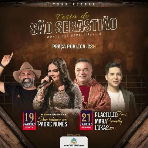 Placillio Diniz, Mara Pavanelly e Lukas Lemos - Festa de São Sebastião