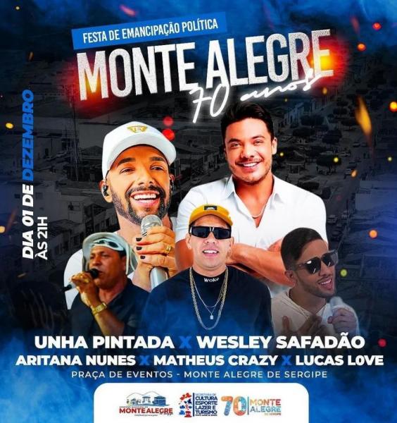 Wesley Safadão, Unha Pintada, Aritana Nunes, MAtheus Crazy e Lucas Love - 70 anos de Monte Alegre
