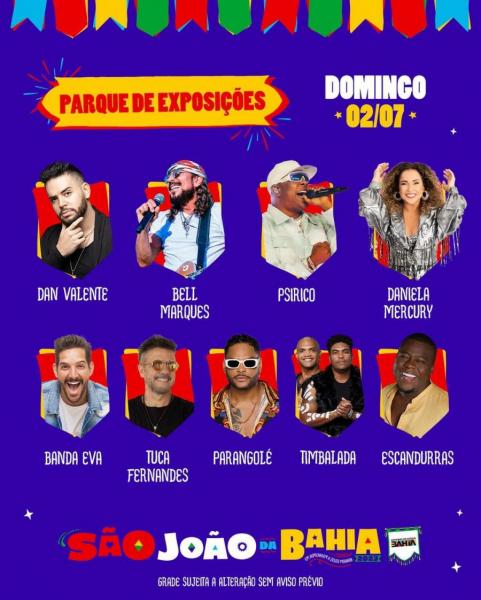 Dan Valente, Bell Marques, Psirico, Daniela Mercury, Banda Eva, Tuca Fernandes, Parangolé, Timbalada e Escandurras