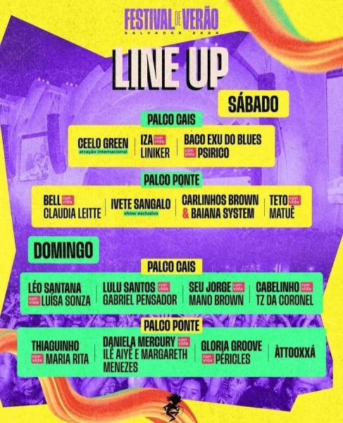 Ceelo Green, Iza Liniker, Baco Exu do Blues, Psirico, Bell & claudia Leitte, Ivete Sangalo, Carlinhos Brown & Baiana System e Teto & Matuê - Festival de Verão Salvador 2024