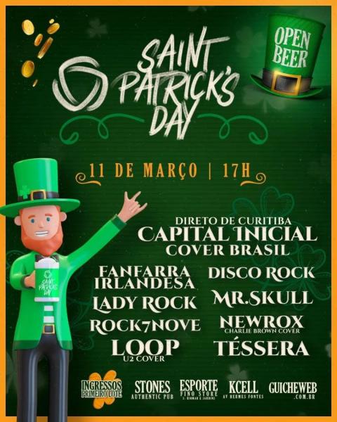 Capital Inicial Cover Oficial, Fanfarra Irlandesa, Lady Rock, Rock7Nove, Loop U2 Cover, Disco Rock, Mr. Skull, New Rox e Téssera - Saint Patrick´s Day