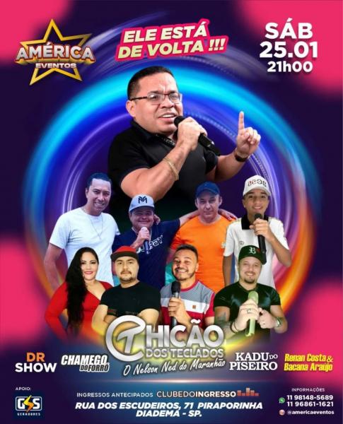 Chicão dos Teclados, Dr. Show, Chamego do Forró, Kadu do Piseiro e Renan Costa & Bacana Araújo