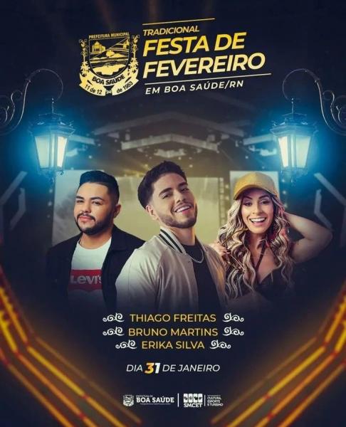 Thiago Freitas, Bruno Martins e Erika Silva - Festa de Fevereiro