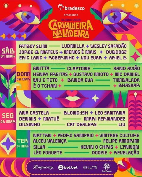 Fatboy Slim, Ludmilla, Wesley Safadão, Jorge & Mateus, Menos é Mais, Dubdogz, Eric Land, Rogerinho, Vou Zuar e Ariel B - Carvalheira na Ladeira 2025