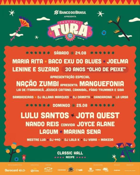 Maria Rita, Baco Exu do Blues, Joelma, Lenine & Suzano e Nação Zumbi - Festival Turá Recife 2024