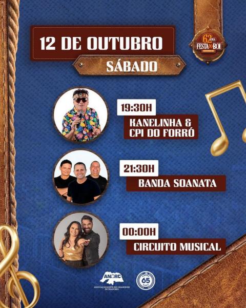 Kanelinha & CPI do Forró, Banda Soanata e Circuito Musical - 62ª Festa do Boi 2024