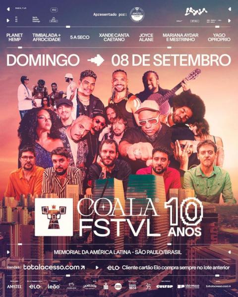 Planet Hemp, Timbalada & Afrocidade, 5 a Seco, Xande Canta Caetano, Joyce Alane, Mariana Aydar & Mestrinho e Yago Opróprio - Coala FSTVL 10 anos 2024