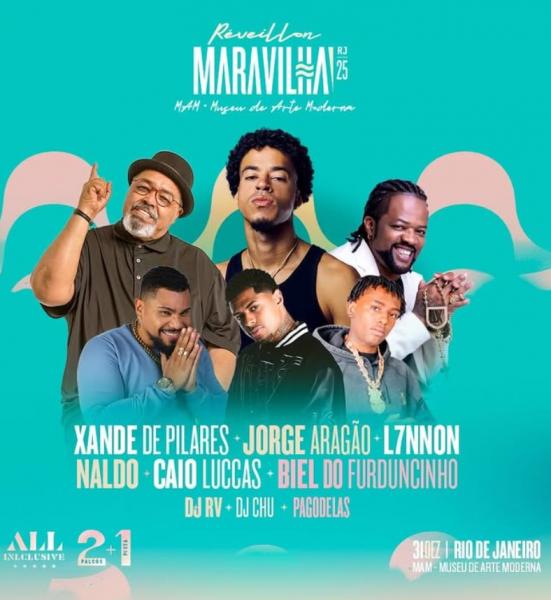 Xande de Pilares, Jorge Aragão, L7nnon, Naldo, Caio Luccas, Biel do Furdunchinho, Dj RV, Dj Chu e Pagodelas - Réveillon Maravilha RJ 25