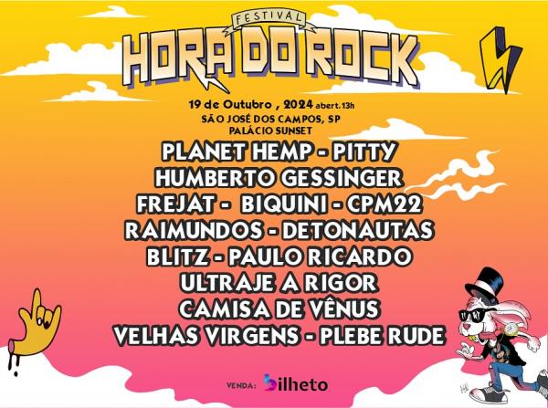Planet Hemp, Pitty, Humberto Gessinger, Frejat, Biquini, CPM 22, Raimundos, Detonautas, Blitz, Paulo Ricardo, Ultraje a Rigo, Camisa de Venus, Velhas Virgens e Plebe Rude - Hora do Rock 2024