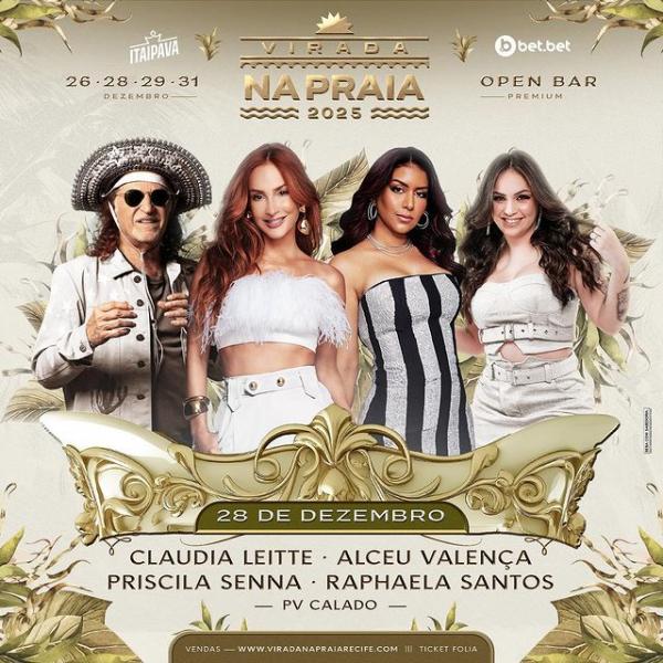 Claudia Leitte, Alceu Valença, Priscila Senna, Raphaela Santos  e PV Calado - Réveillon do Recife 2025