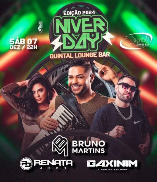 Bruno Martins, Renata Jarky e Gaxinim - Niver Day Quintal Lounge Bar 2024