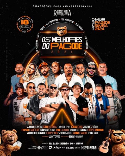 Junior Santos, Eder Arruda, Cantor PH, Diego Dias, Rayssa Baceclar, Simples Olhar, Boa Ousadia, Aborto do Cavaco e Grupo TS - Os Melhores do Pagode 2024