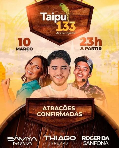 Sâmya Maia, Thiago Freitas e Roger da Sanfona - Taipu 133 anos