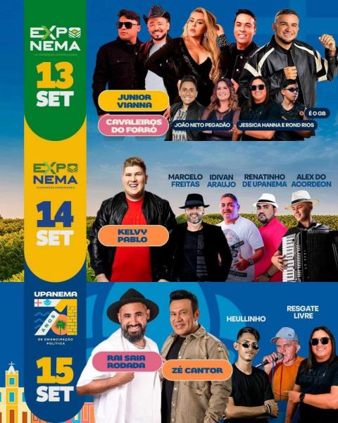 Cavaleiros do Forró, Junior Vianna, João Neto Pegadão e Jessica Hanna & Rond Rios - Exponema