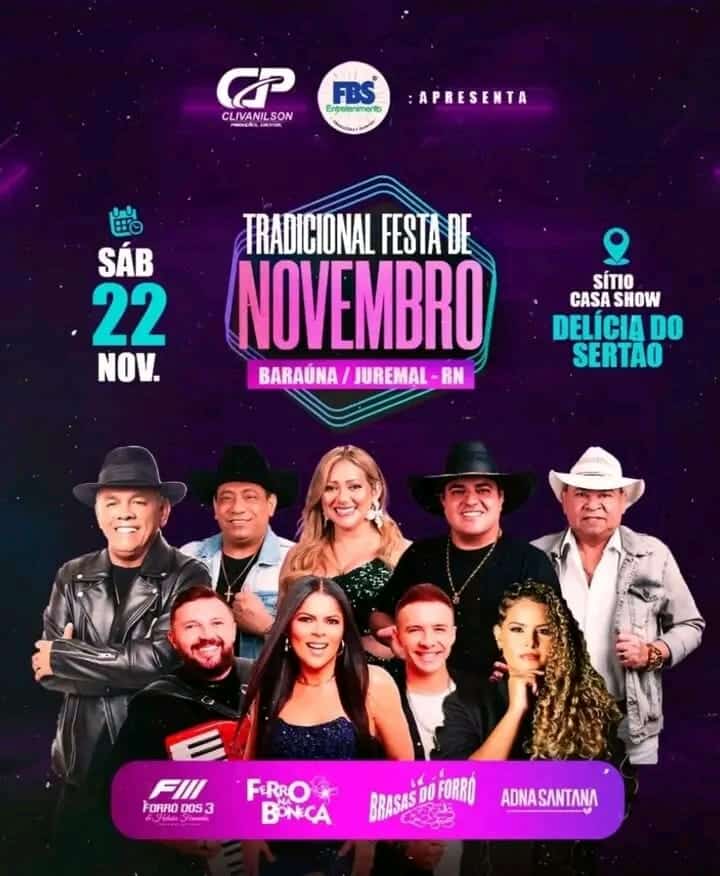 Ferro na Boneca, Forró dos 3, Brasas do Forró e Adna Santana - Festa de Novembro