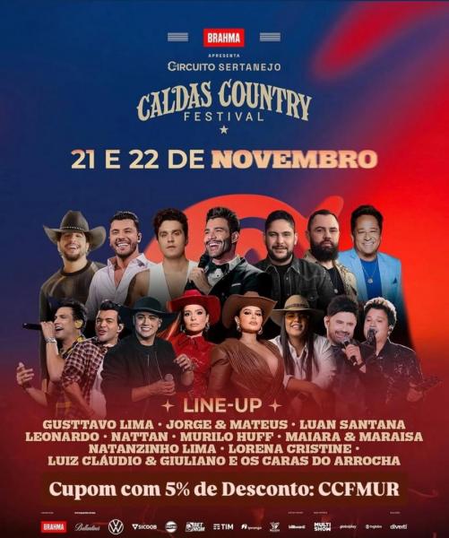 Jorge & Mateus, Luan Santana, Maiara & Maraísa, Nattan, Os caras do Arrocha, Israel Novaes & Thiago Brava e Luiz Cláudio e Giuliano - Caldas Country Festival 2025