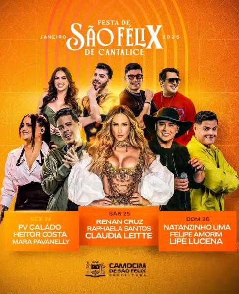 Claudia Leitte, Rapahela Santos e Renan Cruz - Festa de São Félix de Cantalice 2025
