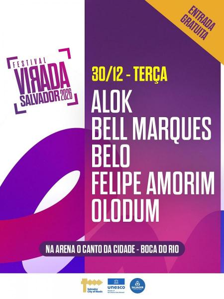 Alok, Bell Marques, Belo, Felipe Amorim e Olodum - Festival Virada Salvador 2026