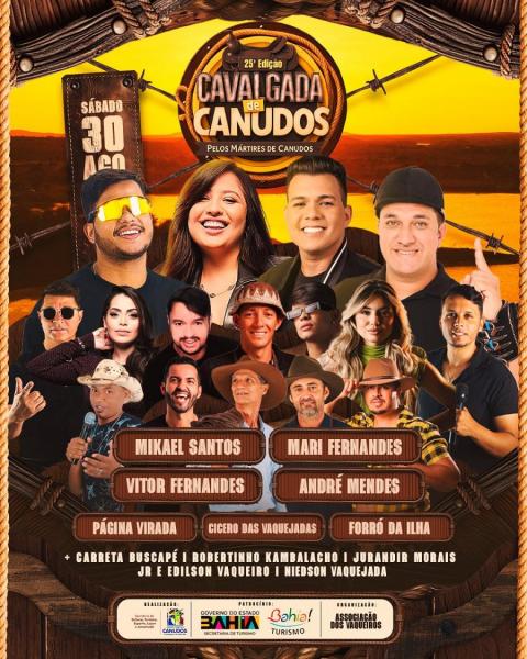 Mikael Santos, Mari Fernandes, Vitor Fernandes, André Mendes, Página Virada, Cicero das Vaquejadas e Forró da Ilha - 25ª Cavalgada de Canudos 2025