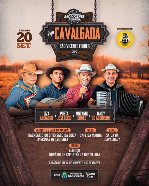 Ciza Aboiador, Poeta José Lúcio, Mosanir Gomes e Jandy do Acordeon - 24ª Cavalgada São Vicente Ferrer 2025