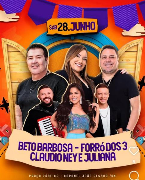 Beto Barbosa, Forró dos 3 e Claudio Ney & Juliana