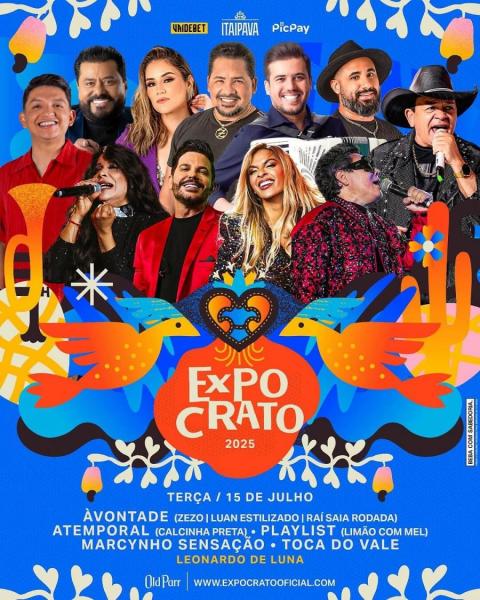À Vontade (Zezo, Luan Estilizado e Raì Saia Rodada), Atemporal(Calcinha Preta), Playlist(Limão com Mel), Marcynho Sensação e Toca do Vale - Expo Crato 2025