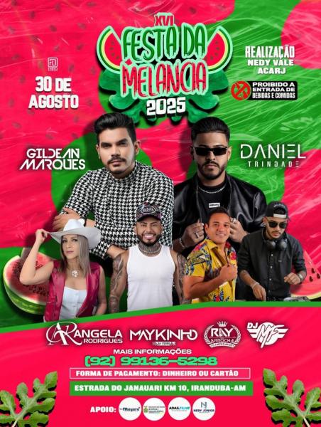 Gildean Marques, Daniel Trindate, Angela Rodrigues, Maykinho e Dj MF - XVI Festa da Melancia 2025