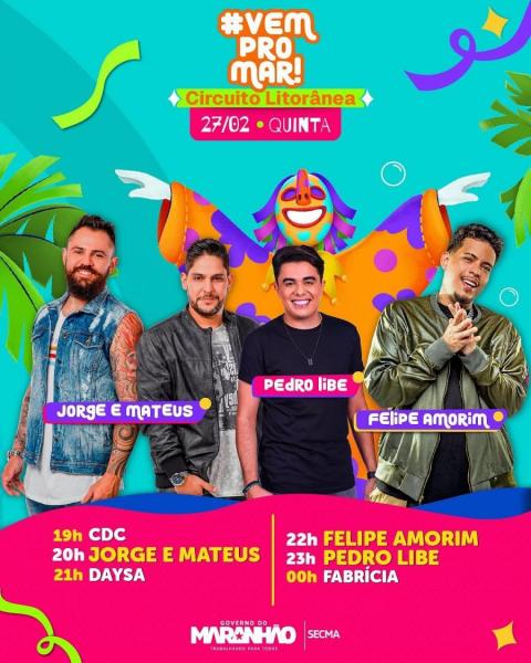 CDC, Jorge & Mateus, Daysa, Felipe Amorim, Pedro Libe e Fabrícia