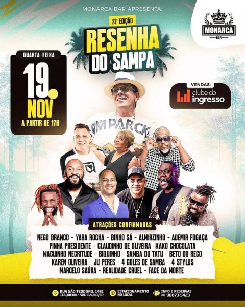 Nego Branco, Yara Rocha, Binho Sá. Almirzinho, Ademir Fogaça e Kako Chocolata - 23ª Resenha do Sampa