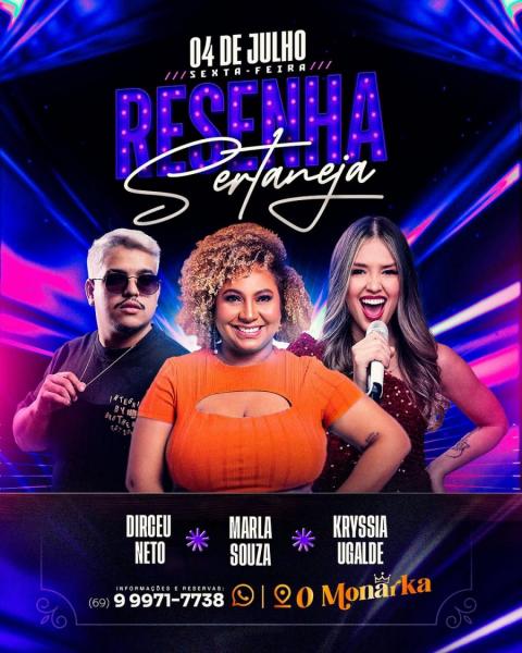 Marla Souza, Dirceu Neto e Kryssia Ugalde - Resenha Sertaneja