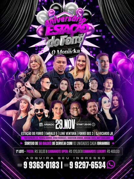 Estação do Forró, Embalo 5, Lene Ventura, Forró dos 3 e Dj Ricardo Jr.