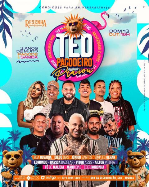 Boa Ousadia, Diego Dias, Júnior Santos, Simples Olhar, Rayssa Bacelar, Vitor Assis, Ailton Vitória e Edmundo - Ted Pagodeiro Praiou