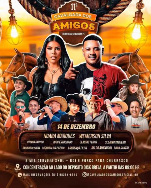 Noara Marques, Wemerson Silva, Vitinho Cantor, Igor Estourado, Claudio Floro e Lorenço Filho - 11ª Cavalgada dos Amigos 2025