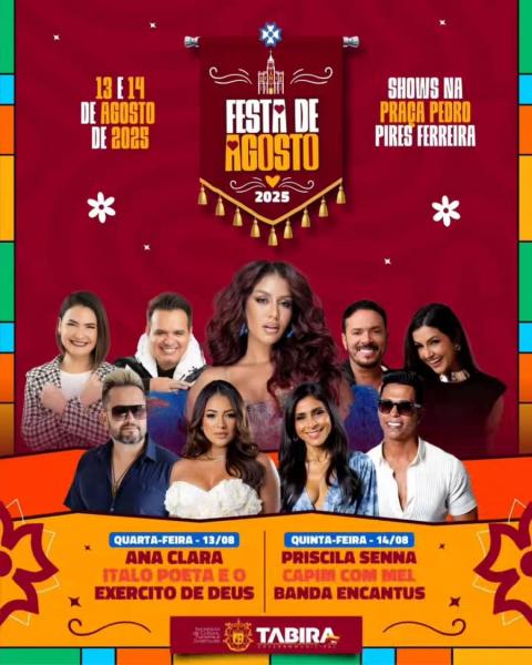 Priscila Senna, Capim com Mel e Banda Encantus - Festa de Agosto 2025