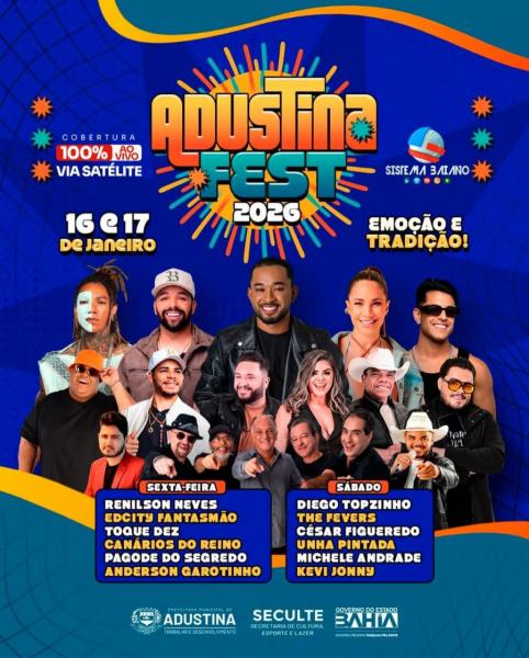 Diego Topzinho, The Fevers, César Figueredo, Unha Pintada, Michele Andrade e KEvi Jonny - Adustina Fest 2026