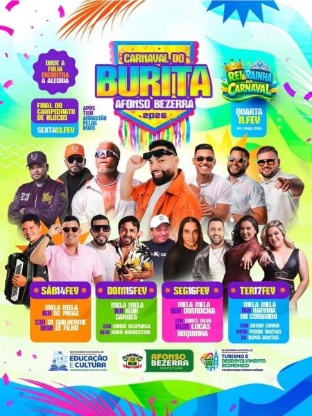 Mela Mela, Os Piraz, Dj Guilherme e Zé Filho - Carnaval do Burita 2026
