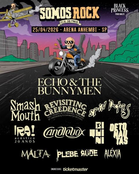 Echo & The Bunnymen, Smash Mouth, Revisiting Creedence, Spin Doctors, IRA, Biquini, Detonautas, Malta e Plebe Rude - Somos Rock! 2026