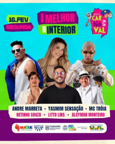 Andre MArreta, Yasmin Sensação, Mc Tróia, Netinho Souza, Litto Lins e Alcymar Monteiro
