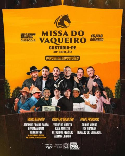 Vaqueiro Matuto, Kauã Menezes, Petrônio & Placildo, Ademir, Peu Cantor, Junior Vianna, Edy & Nathan e Heraldo Jr & Emanoel - Missa do Vaqueiro 2026